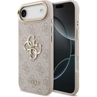 Guess PU Leather 4G Metal Logo Gold Frame kryt iPhone Air růžový - Pouzdra
