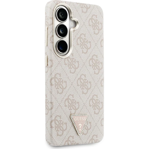 Guess PU Leather 4G Strass Triangle Logo Gold Frame Magnetic kryt Samsung Galaxy S26 růžový - Pouzdra - Obrázek b1a576c057ba4c8e8f92458aeac7c9bc