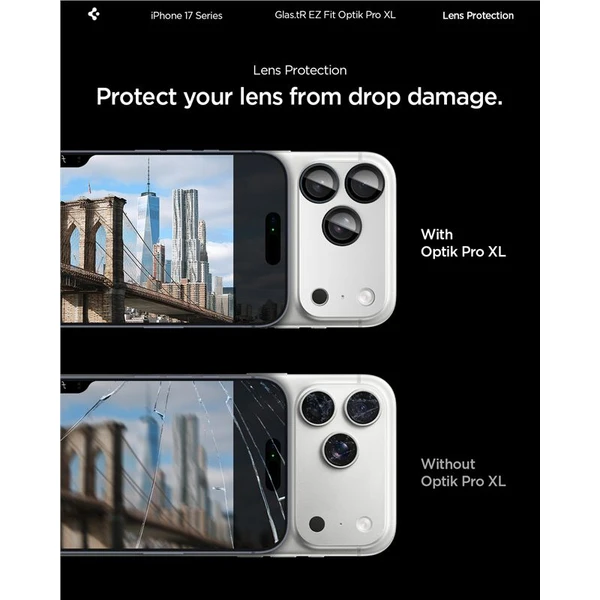 Spigen Glass tR EZ Fit Optik Pro XL sklo na fotoaparát iPhone 17 Pro Max stříbrné - Ochranné folie a skla - Obrázek b1be4a891b7341fcb756a286a6dcd091
