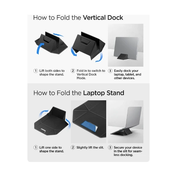 Spigen Slim Fold Laptop Stand & Vertical Dock stojánek černý - Stojánky - Obrázek b1de701ca4844aabb67c44fd79b38eac