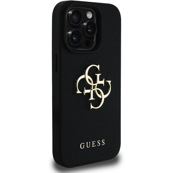 Guess PU Grained 4G Metal Logo kryt iPhone 15 Pro černý - Pouzdra - Obrázek b1e9301df67342bbb175c27b94f43286