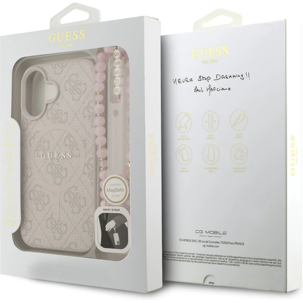 Guess PU Leather 4G Colored Ring Strap MagSafe kryt iPhone 16 růžový - Pouzdra - Obrázek b216b518b5ac439ab982bdaf0860aa21
