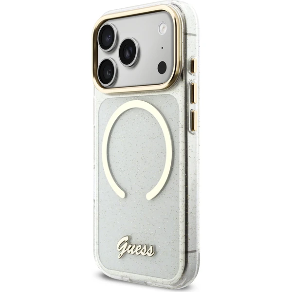 Guess IML Glitter Script Strap MagSafe kryt iPhone 17 Pro Max čirý - Pouzdra - Obrázek b225121345674a83b05ea47d50e76e41