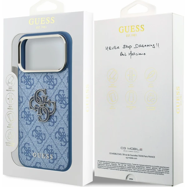 Guess PU 4G Resin Metal Logo kryt iPhone 18 Pro Max modrý - Pouzdra - Obrázek b22593b17ae24c5aa03f4b29701e3302