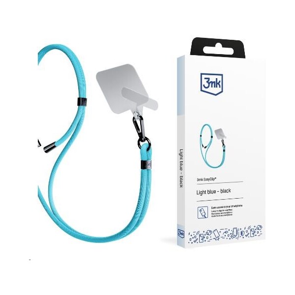3mk EasyClip univerzální šňůrka pro telefony se zadním krytem světle modrá