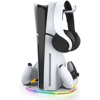 iPega P5S045 Vertikální Nabíjecí Stojan s RGB pro PS5/PS5 Slim/PS5 Pro bílý - Nabíječky