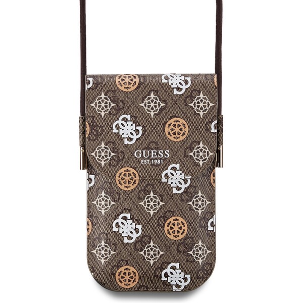 Guess PU 4G Peony Multicolor taška na telefon hnědá