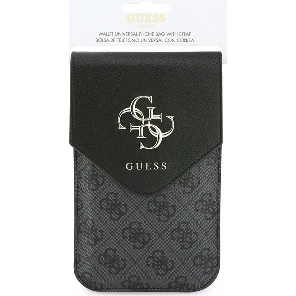 Guess PU Leather+Grained 4G Metal Logo taška na telefon černá - Pouzdra - Obrázek b3f77b256bd54888acdcdd59d01d59d2