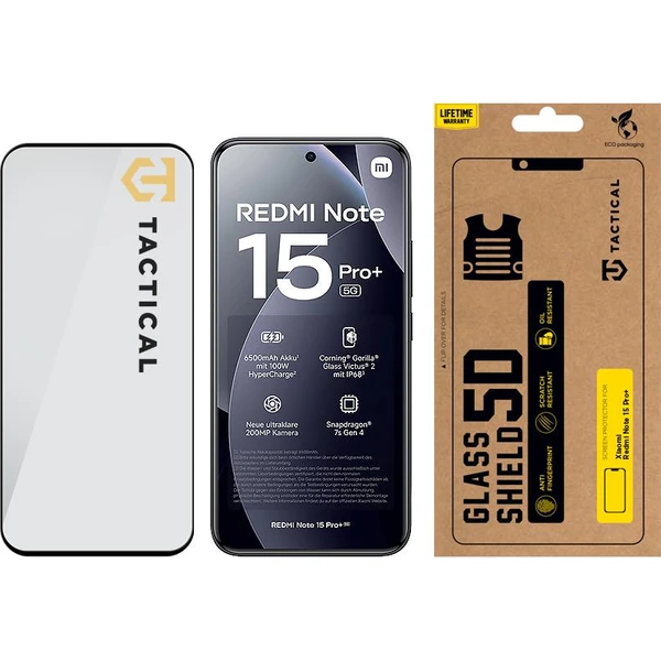 Tactical Glass Shield 5D sklo pro Xiaomi Redmi Note 15 Pro+ 4G/5G černé - Ochranné folie a skla - Obrázek b4b39de2e19342d593ad38d488809f07