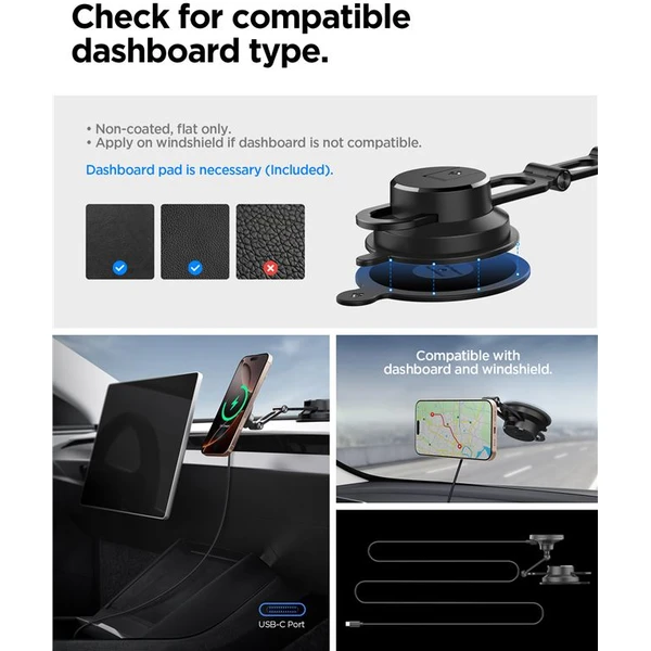 Spigen OneTap Pro 4 Dashboard/Windshield Qi2 MagSafe držák na sklo/palubovku s nabíjením černý - Držáky - Obrázek b4ea11a082bd4ee994be85e1e5b808ba
