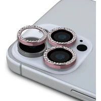 Guess Fixed Glliter ochranná skla čoček iPhone 16 Pro/16 Pro Max růžová - Ochranné folie a skla