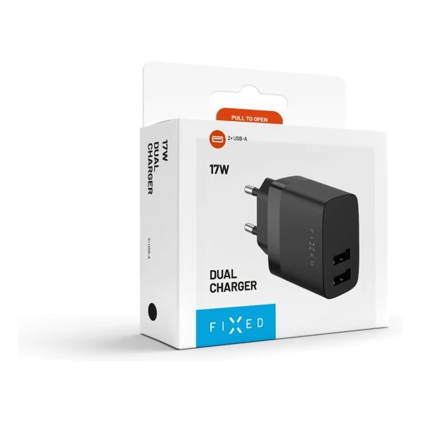 FIXED nabíječka s 2x USB-A, 17W, černá - Nabíječky - Obrázek b5183e6669a24c56a89d416472508760