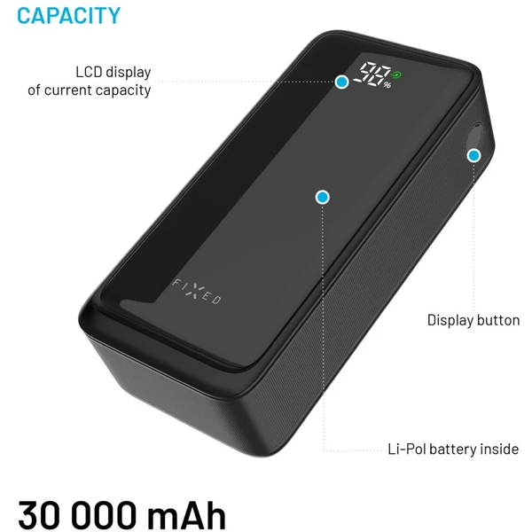 FIXED Zen2 30 powerbanka s LCD displejem a PD 20W, 30 000 mAh, černá - Powerbanky - Obrázek b52b0bd8867d4daba2abb80db265e094