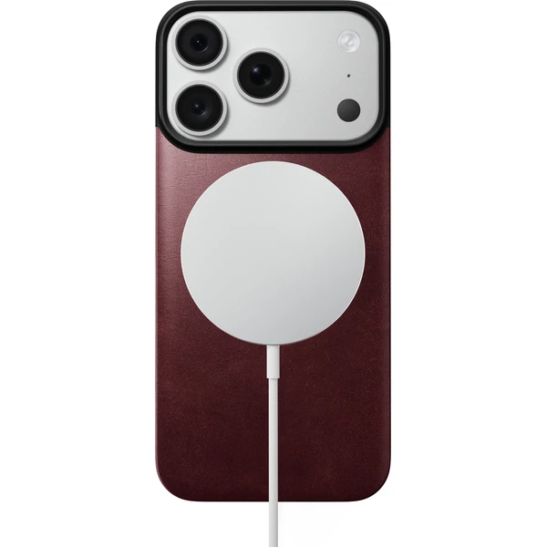 Nomad Magnetic Leather Back (Horween) MagSafe kožený kryt iPhone 17 Pro/18 Pro Burgundy - Pouzdra - Obrázek b53c1827abaf482e987bbaedafad5e48