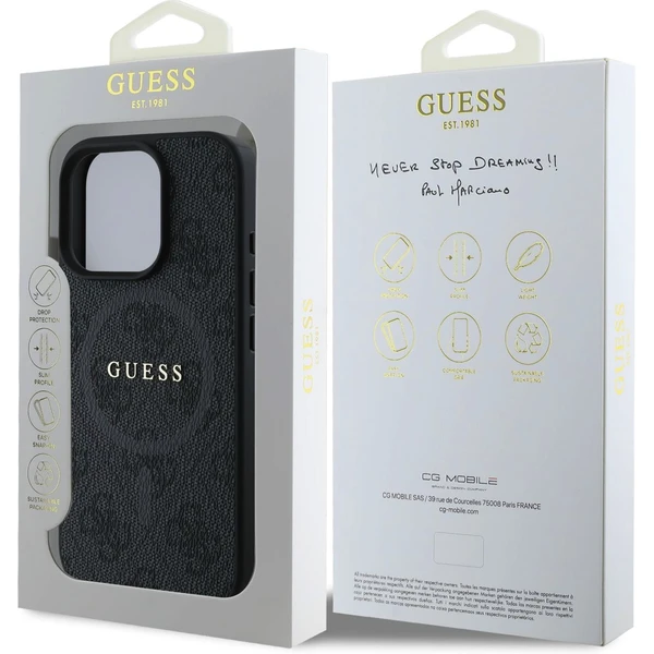 Guess PU Leather 4G Colored Ring MagSafe kryt iPhone 16 Pro Max černý - Pouzdra - Obrázek b53e1dea269548f5a6278855ea24a1ca