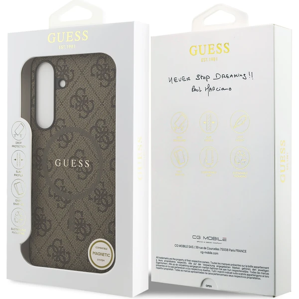 Guess PU Leather 4G Colored Ring MagSafe Zadní Kryt pro Samsung Galaxy S25 FE hnědý - Pouzdra - Obrázek b5b9dac472a14bb79367c650da657e0f