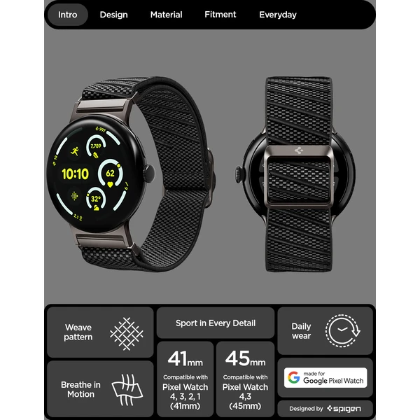 Spigen Lite Fit X V2 řemínek Google Pixel Watch 4/3 45mm černý - Řemínky - Obrázek b5e3a4eea5084deca894cb27f9583e7e