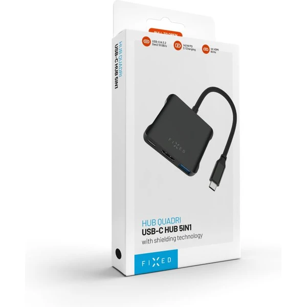 FIXED HUB Quadri hliníkový USB-C hub pro notebooky, 140W, PD 3.1, vesmírně černý - USB huby - Obrázek b5e46426081a480f917c60dda3be7bda