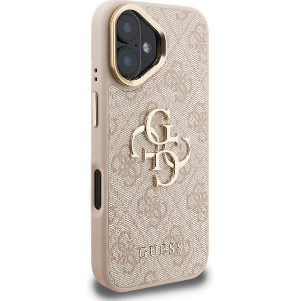 Guess PU 4G Metal Logo Stand Camera Frame kryt iPhone 16 růžový - Pouzdra - Obrázek b60987bc09614f0f8501c4becad127ec