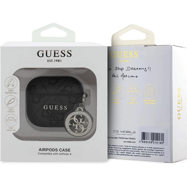 Guess 4G Script PC/PU Charm pouzdro AirPods 4 černé - Pouzdra - Obrázek b63dc6f2537d48c4a2f43138ebf1d857