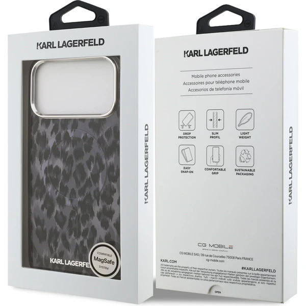 Karl Lagerfeld IML Leopard MagSafe Zadní Kryt pro iPhone 17 Pro Max šedý - Pouzdra - Obrázek b690141acd9e4d95ae93399410a312a9