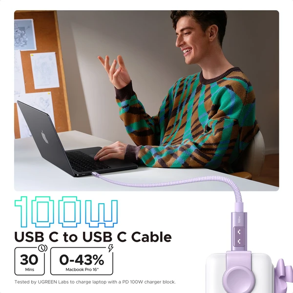 UGREEN Uno USB-C/USB-C napájecí kabel 100W 1m fialový - Kabely a redukce - Obrázek b6a6e68c387d467e9df801885ccb0bb9