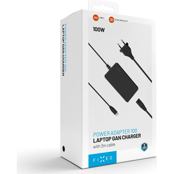 FIXED GaN nabíjecí adaptér pro notebooky s USB-C, PD 3.0, 100W, černý - Nabíječky - Obrázek b6f2ae1277154f7d9a28f1ceb502bff9