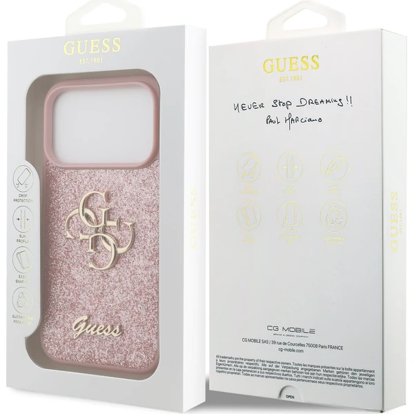 Guess PU Fixed Glitter 4G Metal Logo kryt iPhone 18 Pro růžový - Pouzdra - Obrázek b7558bc6b6ce4cfba5dd22e148f0701a