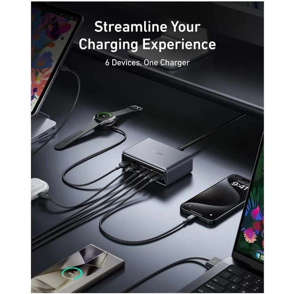 Anker nabíjecí stanice Prime 200W 4xUSB-C, 2xUSB černá - Nabíječky - Obrázek b7b74d31a5bb45a3acdb3d9da98b9c11