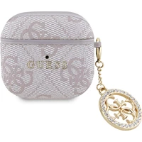 Guess 4G Script PC/PU Charm pouzdro AirPods 4 růžové - Pouzdra