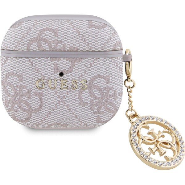 Guess 4G Script PC/PU Charm pouzdro AirPods 4 růžové