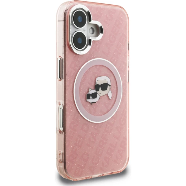 Karl Lagerfeld IML K&CH Heads Repeated Logo MagSafe kryt iPhone 16 růžový - Pouzdra - Obrázek b7ef513a4bab4cc2b3d6b306efedefc9