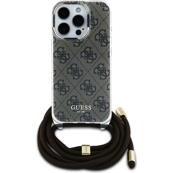 Guess IML 4G Printed Crossbody Popruh kryt iPhone 16 Pro hnědý - Pouzdra - Obrázek b816bcf2e7c6417e86a6bc79f7e16437
