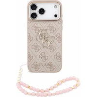 Guess PU 4G Metal Logo Strap kryt iPhone 18 Pro Max růžový - Pouzdra