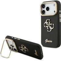 Guess PU Grained 4G Logo Stand Camera Frame kryt iPhone 17 Pro černý - Pouzdra