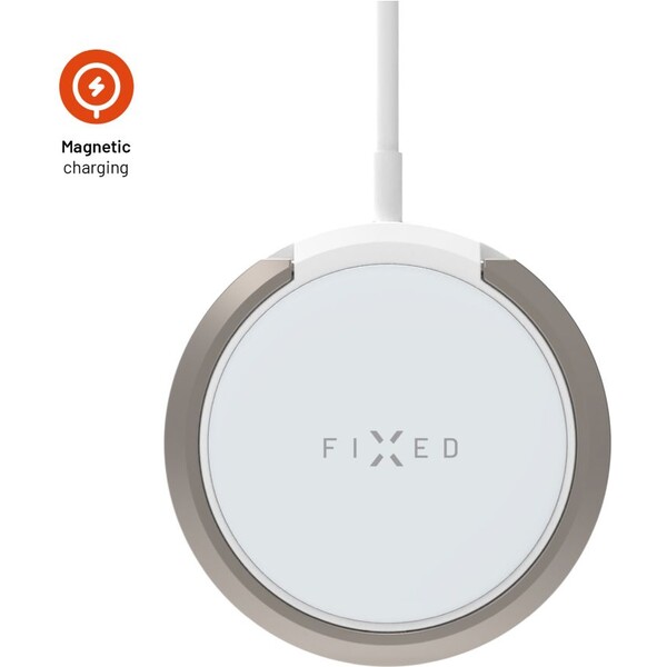 FIXED MagPad bezdrátová MagSafe nabíječka se stojánkem (15W) bílá