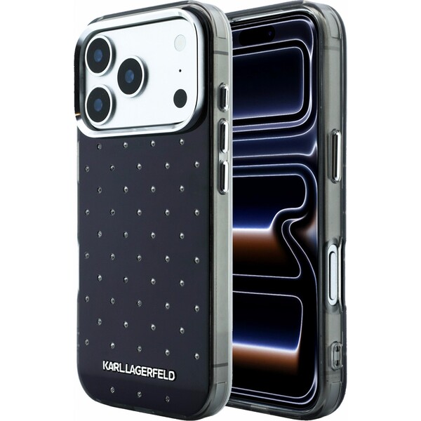 Karl Lagerfeld IML Rhinestones Allover Magsafe kryt iPhone 18 Pro Max černý