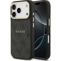 Guess PU Leather 4G Gold Frame MagSafe kryt iPhone 17 Pro černý - Pouzdra