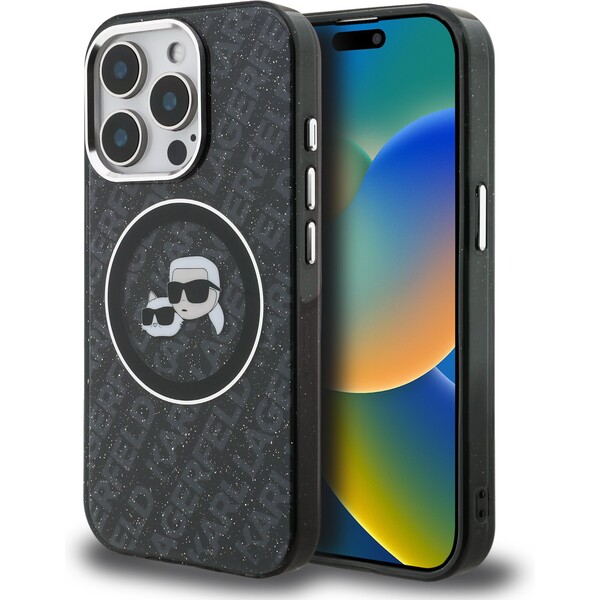 Karl Lagerfeld IML K&CH Heads Repeated Logo MagSafe kryt iPhone 15 Pro Max černý