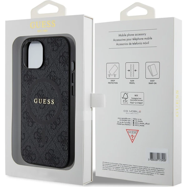 Guess PU Leather 4G Colored Ring MagSafe kryt iPhone 15 černý - Pouzdra - Obrázek b9650072965946b1879ffc53ca58295c