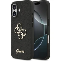 Guess PU Fixed Glitter 4G Metal Logo kryt iPhone 17 černý - Pouzdra