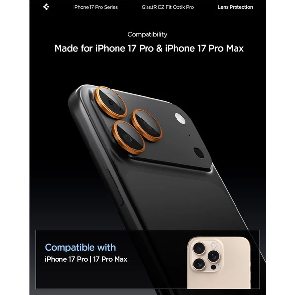 Spigen Glass tR EZ Fit Optik Pro skla iPhone 17-14 Pro/17-14 Pro Max orange (2 ks) - Ochranné folie a skla - Obrázek b9c8a766ace64089a080791b313b97ec