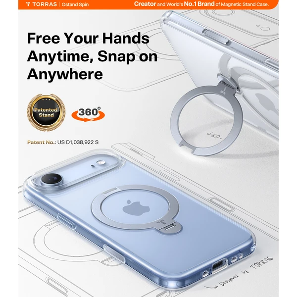Torras Ostand Q3 Spin MagSafe kryt iPhone Air clear - Pouzdra - Obrázek b9d240e2d39e4c098e319e9681c0c6ae