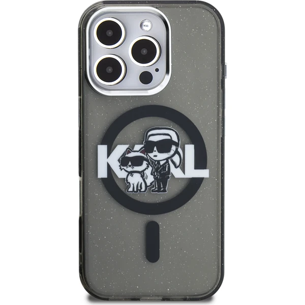 Karl Lagerfeld IML Glitter Karl and Choupette Sketch MagSafe kryt iPhone 16 Pro černý - Pouzdra - Obrázek b9e71d08c8be445381616017dd28fcbd