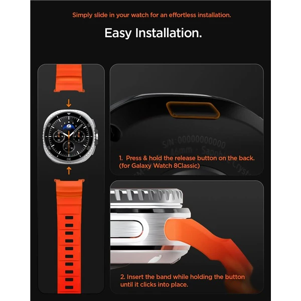 Spigen Silicone Band řemínek Samsung Galaxy Watch8/Classic 46mm/44mm/40mm oranžový - Řemínky - Obrázek b9ed40becc1b496eb9175bd627ac09ba