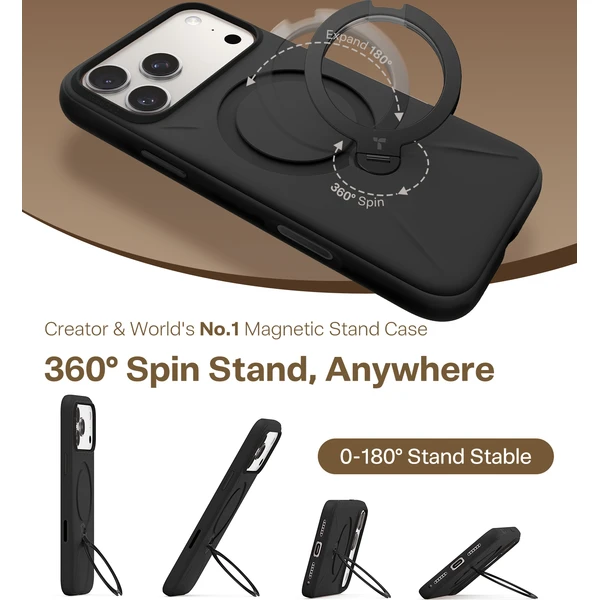 Torras Ostand Q3 Silicone MagSafe kryt iPhone 17 Pro obsidian black - Pouzdra - Obrázek ba036d34beb8459ca872618725023290