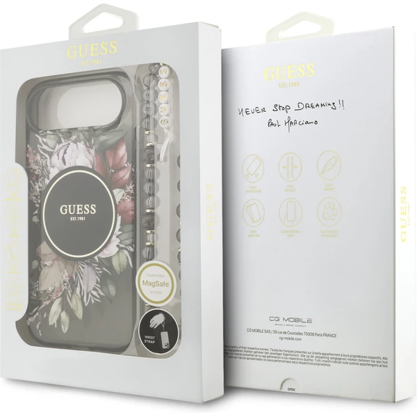 Guess IML Flowers Strap MagSafe kryt iPhone Air černý - Pouzdra - Obrázek ba15d9a8d3ae48f9b22b285dbfd9f589