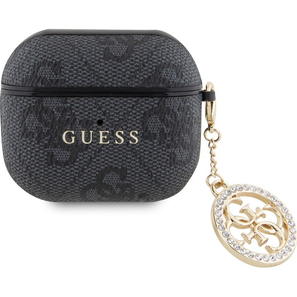 Guess 4G Script PC/PU Charm pouzdro pro AirPods 3 černé