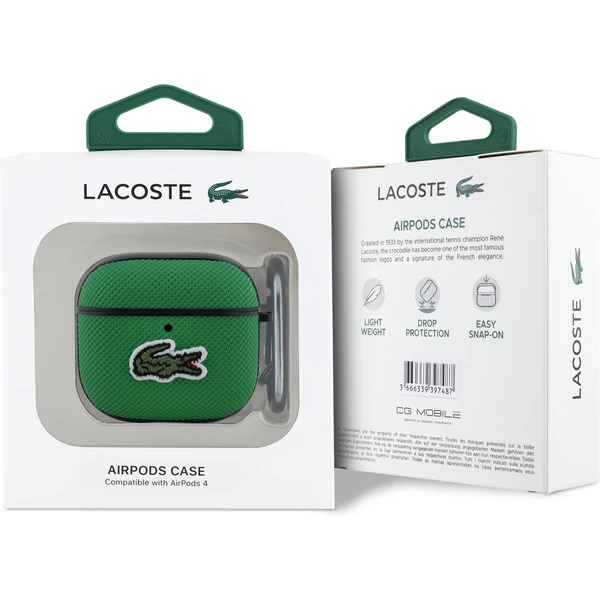 Lacoste Petit Pique Croc Logo Patch pouzdro AirPods 4 zelené - Pouzdra - Obrázek ba82d7f3493e40f4912d84d40bd869b9
