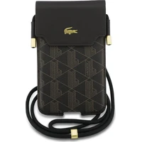 Lacoste PVC Blend Monogram Metal Logo kapsa na telefon XL hnědá - Pouzdra